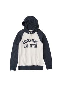 Abercrombie & Fitch Abercrombie & Fitch, Herren Kapuzenpullover 'CORE LOGO BLOCKED POPOVER', Navy / Wei&szlig;