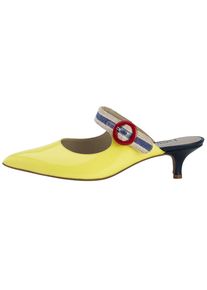 Heine, Damen Sabot, Blau / Gelb / Merlot