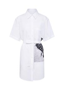 Calvin Klein Jeans, Damen Kleid 'FLAG PRINT SHIRT DRESS', Basaltgrau / Weiß