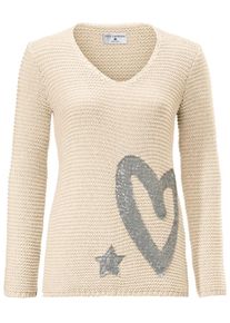 Heine, Damen Grobstrickpullover, Champagner / Silber