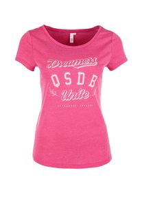 Q/S Designed By, Damen T-Shirt, Pinkmeliert / Weiß