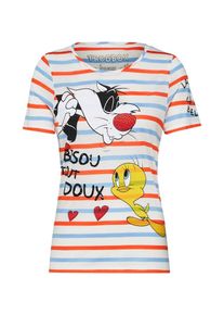 FROG BOX Frogbox, Damen Shirt 'Shirt Tweety and Sylvester', Beige / Royalblau / Rot / Weiß