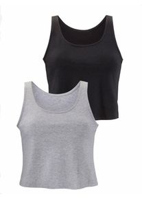 Bench, Damen Crop-Tops (2 Stück), Graumeliert / Schwarz
