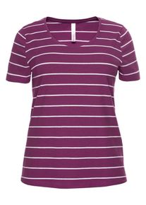 sheego Casual, Damen T-Shirt, Beere / Weiß
