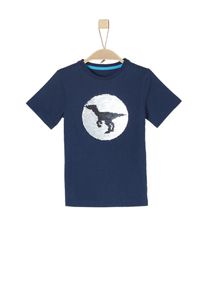 s.Oliver Junior, T-Shirt 'Dino', Dunkelblau / Schwarz / Silber