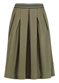 Taifun, Damen Faltenrock mit gestreiftem Bund, Khaki