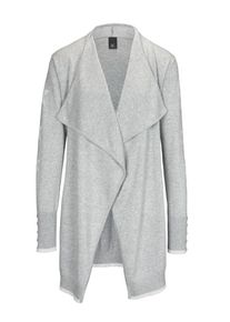 Heine, Damen Strickjacke, Graumeliert / Wei&szlig;