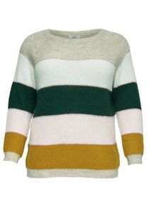 Only Carmakoma, Damen Strickpullover, Beigemeliert / Goldgelb / Tanne / Weiß