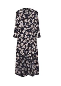 boohoo, Damen Kleider 'Floral Wrap Maxi Dress', Schwarz / Weiß