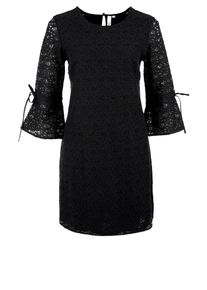 Q/S Designed By, Damen Spitzenkleid mit Trompetenärmeln, Schwarz
