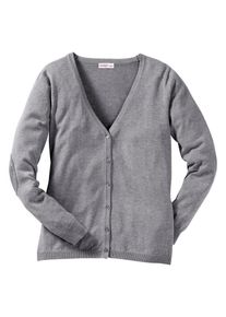 sheego Casual, Damen Strickjacke mit tiefem V-Ausschnitt, Grau