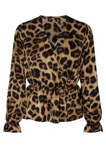 Pieces, Damen Bluse, Braun / Schwarz