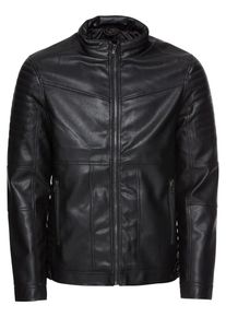 Pier One, Herren Lederjacke 'FINN BIKER JACKET', Schwarz