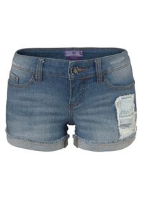 AJC, Damen Jeanshortpants 'Patch', Blue Denim