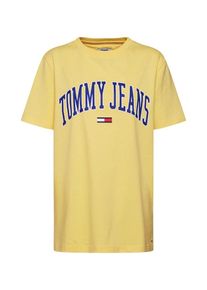Tommy Jeans, Damen Shirts 'TJW COLLEGIATE LOGO TEE', Türkis / Gelb