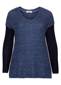 SheeGOTit, Damen V-Ausschnitt-Pullover, Rauchblau / Schwarz
