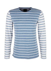 s.Oliver RED LABEL, Herren Langarmshirt, Blau / Wei&szlig;