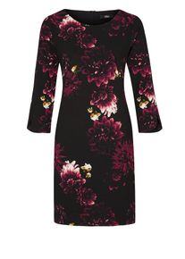 s.Oliver BLACK LABEL, Damen Stretchkleid, Weinrot / Schwarz
