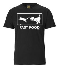logoshirt, Herren T-Shirt 'FAST FOOD', Schwarz / Wei&szlig;