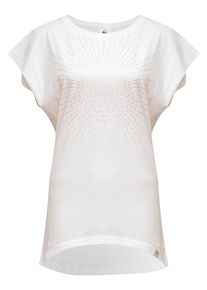 YOGISTAR.COM, Damen T-shirt 'Batwing Sunray', Silber / Wei&szlig;