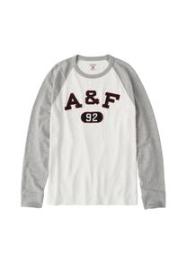 Abercrombie & Fitch Abercrombie & Fitch, Herren Sweatshirt 'LS TECH PLATED 4CC', Grau / Wei&szlig;