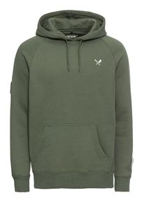 Distortedpeople, Herren Sweatshirts 'DNA Patched Raglan Hoodie', Khaki / Weiß