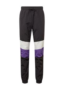Urban Classics, Herren Hose '3-Tone Crinkle Track Pants', Lila / Schwarz / Weiß