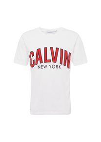 Calvin Klein Jeans, Herren Shirt 'CALVIN CURVED VARSITY REG SS', Rot / Schwarz / Weiß