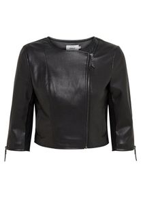 Only, Damen Kürzer geschnittene Kunstlederjacke, Schwarz