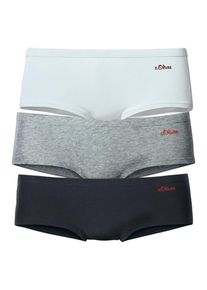 s.Oliver RED LABEL, Damen Hipsterpanty (3 Stck.), Grau / Schwarz / Weiß