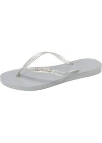 Havaianas, Damen Zehentrenner 'Slim Logo Metallic', Silber