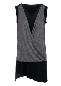 Heine, Damen Longtop, Silbergrau / Schwarz