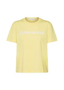 Calvin Klein Jeans, Damen Shirt 'INSTIT. EMBROIDERED STRAIGHT T', Gelb