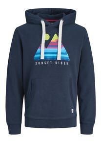 Jack & Jones JACK & JONES, Herren Sweatshirt 'Grafik', Blau / Himmelblau / Dunkelblau / Dunkelorange / Pink