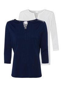 Lascana, Damen Shirts, Navy / Wei&szlig;