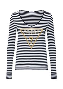 Guess, Damen Pullover 'CAMILLE', Navy / Gold / Weiß