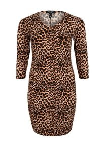 New Look Curves, Damen Kleid 'X Anaimal ST Bodycon', Braun / Gelb