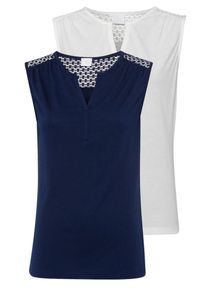Lascana, Damen Top, Navy / Weiß