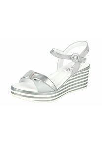 Heine, Damen Keilsandalette mit Plateau-Sohle, Silber / Weiß