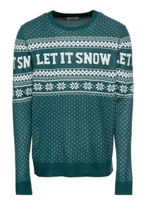 Jack & Jones JACK & JONES, Herren Pullover 'JORFLAKE', Smaragd / Wei&szlig;