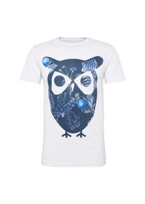 KnowledgeCotton Apparel, Herren T-Shirt 'with owl print - GOTS', Navy / Wei&szlig;