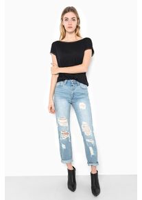 tigha, Damen Jeans 'Kiya Ripped', Rauchblau