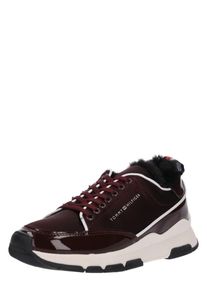 Tommy Hilfiger, Damen Sneaker 'SATIN', Braun / Dunkelrot / Offwhite