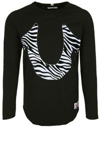 True Religion, Herren Longsleeve 'ANIMAL HORSESHOE', Schwarz / Weiß