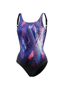 arena, Damen Badeanzug 'Icy ', Blau / Hellrot / Schwarz / Weiß