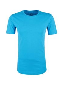 Q/S Designed By, Herren Basic-Shirt mit High-Low-Saum, Neonblau