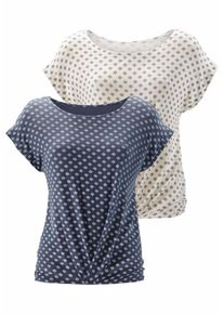 Lascana, Damen Shirt, Rauchblau / Naturwei&szlig;