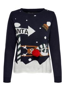 Only, Damen Pullover, Nachtblau / Braun / Grasgr&uuml;n / Orangerot / Wei&szlig;