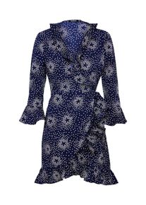 boohoo, Damen Kleid 'Bethany Floral', Nachtblau / Weiß