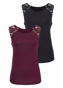Lascana, Damen Top, Burgunder / Schwarz